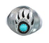 Native American Navajo Turquoise Sterling Silver Bear Paw Jewelry Ring Size 9-3/4 AX125306